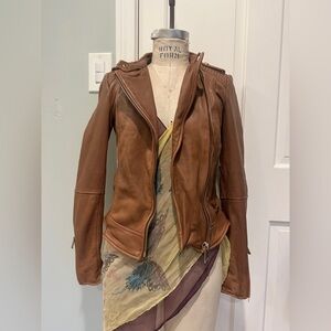 Zara Brown Sheep Leather Jacket size xs